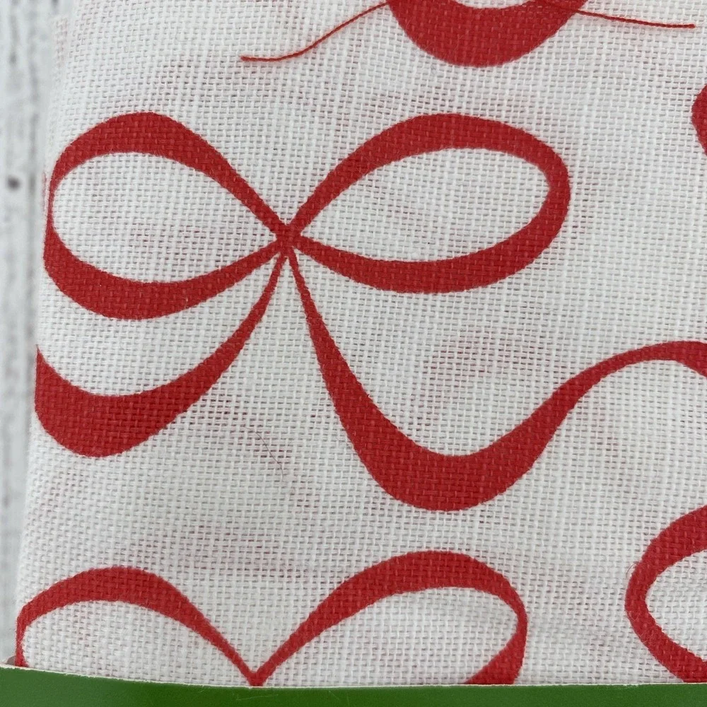 Kate Spade Napkins (Set of 4) White Red Bows Ribbons Valentines Holiday Cotton